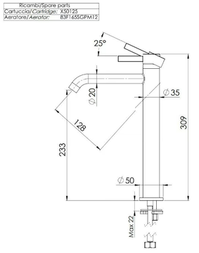 METRICA - High single handle washbasin mixer without waste by Remer Rubinetterie - view 3